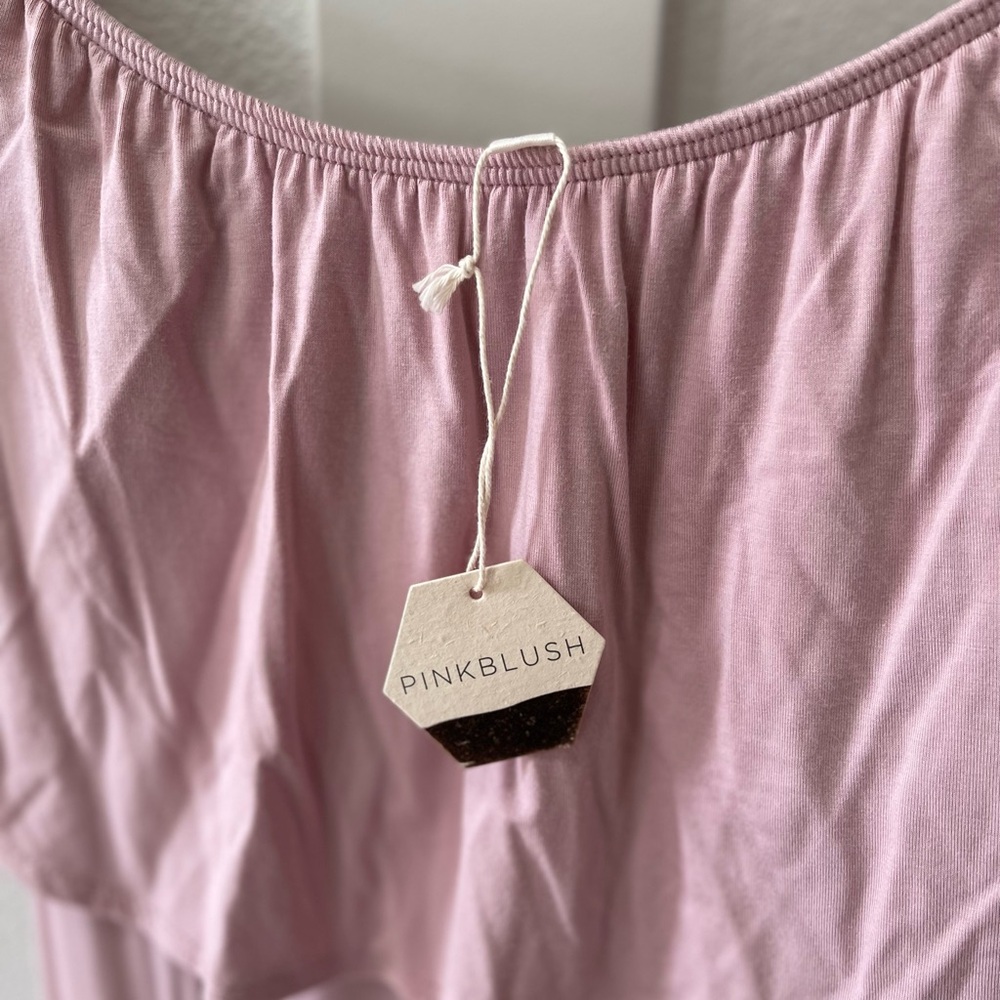 Pinkblush Light Pink Ruffle Off Shoulder Mermaid Maternity Photoshoot Dress - Picture 5 of 5